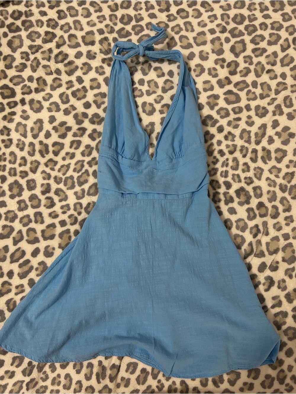Light Blue Halter Medium Mini Dress